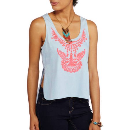 Moral Fiber Juniors' Sleeveless Hi-low Gauze Tank Top