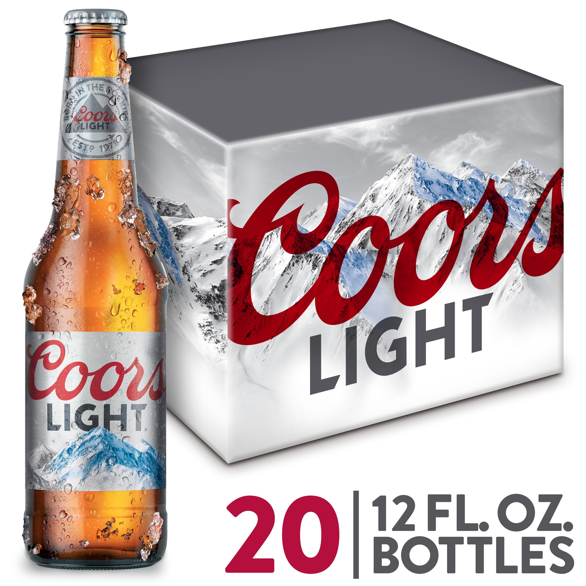 Coors Light Beer, American Light Lager, 20 Pack, 12 Fl. Oz. Bottles, 4.2% ABV