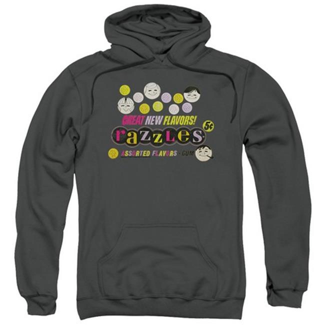 Trevco Dubble Bubble-Razzles Retro Box - Adult Pull-Over Hoodie - Charcoal, 3X