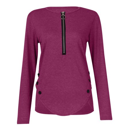 Women T Shirt  Long Sleeve Shirts for Plus Size Women S Shirts Cute Scrubs Set Casual Autumn Zipper Longsleeved Neck Button Tshirt Top Fishing Boots H