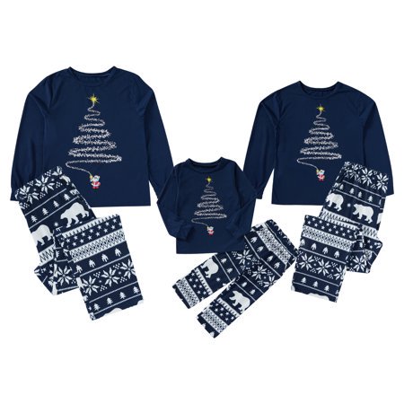 Matching Family Christmas Pajamas Red Buffalo Plaid Xmas Holiday Sleepwear Jammies Clothes Long Sleeve PJs Set(Blue Kids 6-7y)