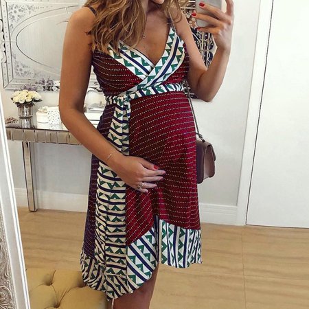 Black Friday Deals 2723 FAFWYP Women Maternity Nursing Dress V Neck Sling Mini Dresses for Photoshoot Baby Shower Plus Size Knee Length a Line Dress S