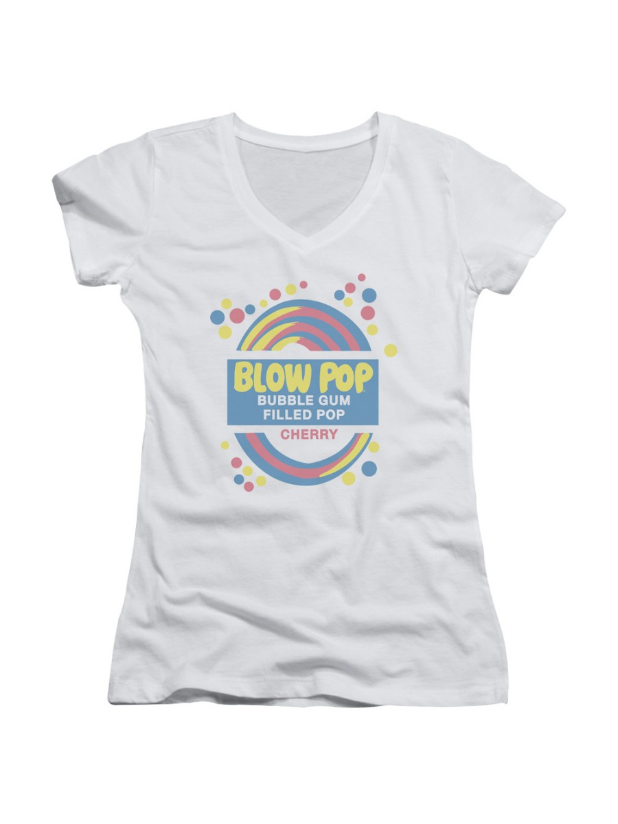 Tootsie Roll Chocolate Candy Blow Pop Label Vintage Style Jrs V-Neck T-Shirt