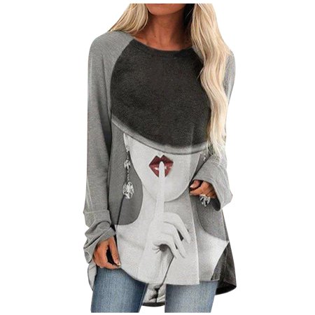 3/4 Sleeve T Shirts for Women  Crop Tops Top Long Sun Protective Shirts Women Fashion Casual Print O-Neck Loose and Comfortable Tops Tee Shirts Cleran