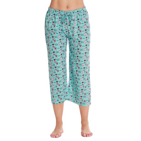 Just Love Womens Pajamas Cotton Capri Pants 6331-10516-XL (Blue - Cat Naps  X-Large)