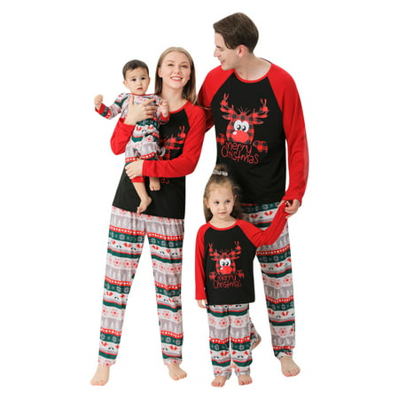 Christmas Pajamas for Family Christmas Plaid Printed Blouse Tops Pants Xmas Family Matching Pajamas Set Nightwear