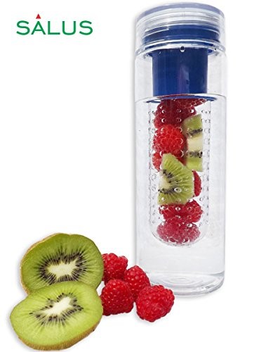 Salus Infusion Water Bottle, Tritan Fruit Infuser for Naturally Flavored Fresh Drinking Water, Multi-purpose with Lid Bpa-free, 25 Oz, Blue