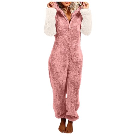 Dresses for Women 4973 Wedding Guest Dresses for Women Women Long Sleeve Hooded Jumpsuit Pajamas Casual Winter Warm Rompe Sleepwear TEELON