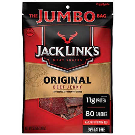 Jack Link?s Beef Jerky  Original  5.85 Oz. Sharing Size Bag ? Flavorful Meat Snack with 11g of Protein  80 Calories  Made with 100% Beef - 96% Fat Fre