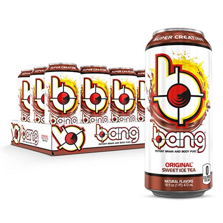 Bang Original Sweet Ice Tea Energy Drink  0 Calories  Sugar Free with Super Creatine  16 Fl Oz (Pack of 12)