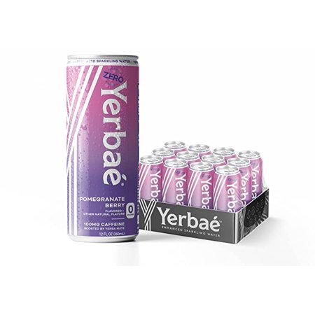 Yerbae Sparkling Water ? Pomegranate Berry Fruit Flavored Seltzer with Caffeine  Antioxidants  Yerba Mate Natural Energy Drink ? 12 Pack of 12oz Cans 
