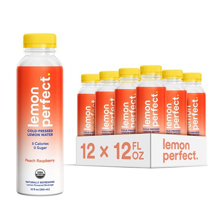 Lemon Perfect  Organic Cold-Pressed Lemon Water  Squeezed from Real Fruit  Flavored Water  Sugar-Free  Keto Certified  No Artificial Ingredients  Peac