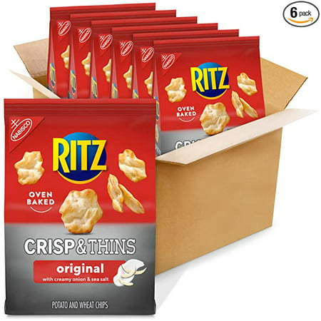 RITZ Crisp and Thins Original with Creamy Onion and Sea Salt  7.1 Ounce (Pack of 6)