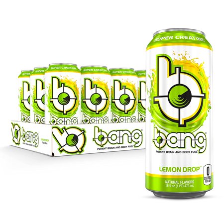 Bang Lemon Drop Energy Drink  0 Calories  Sugar Free with Super Creatine  16 Fl Oz (Pack of 12)