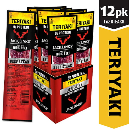 Link’S Premium Cuts Beef Steak  Teriyaki  1 Oz.  12 Count – Great Protein Snack with 9G of Protein and 9G of Carbs per Serving  Made with 100% Pre