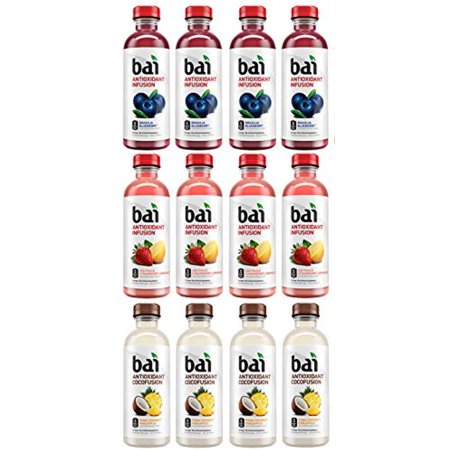 Luv-Box Variety Bai Antioxidant Water Pack   Pack of 12   18 Fl Oz   Infusion Brasilia Blueberry  Cocofusion Puna Coconut Pineapple   Infusion Sao Pau