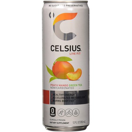 (12 Pack)Celsius Peach Mango Green Tea Energy Drink  12 Fl.