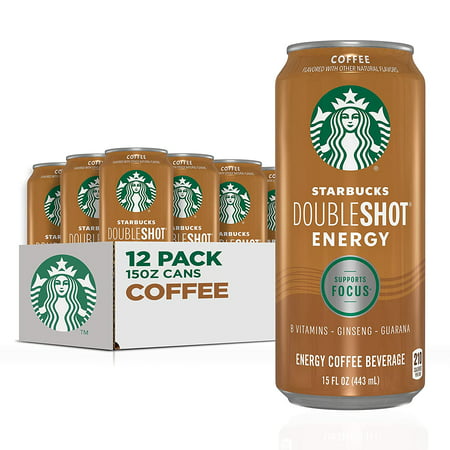 Starbucks RTD Energy Drink  Doubleshot Energy Drink  Coffee  Guarana  Vitamin B  Ginseng  15 Oz Cans (12 Pack)