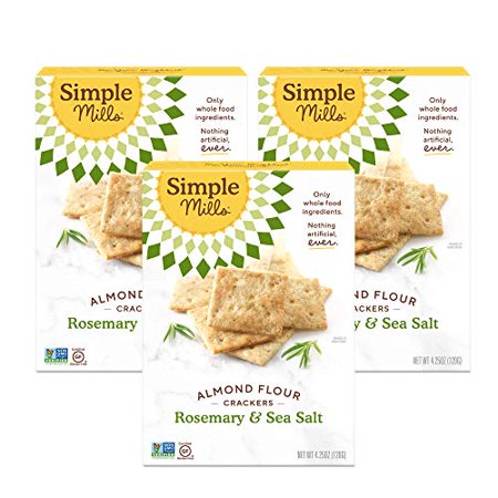 Simple Mills Almond Flour Crackers  Rosemary & Sea Salt  Gluten Free  Flax Seed  Sunflower Seeds  Corn Free  Good for Snacks  Made with Whole Foods  3