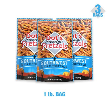 Dot S Homestyle Pretzels 1 Lb. Bag (3 Bags) SOUTHWEST 16 Oz. Unique Seasoned Pretzel Snack Sticks