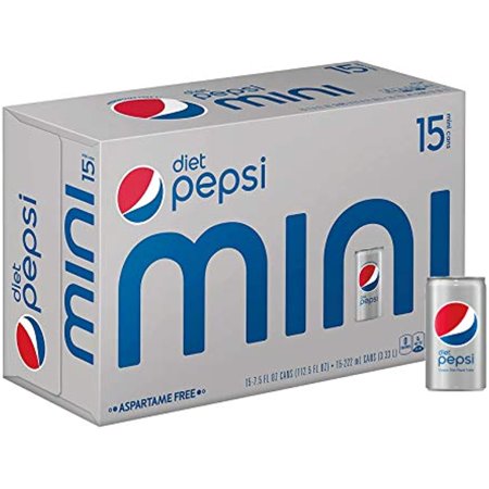 Diet Pepsi Zero Calorie/Sugar Soda Mini-Cans Soft Drink - 15 Pk (7.5 Oz)