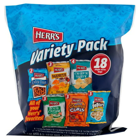 Herr S Snacks Variety Pack  2-Pack 18 Count Individual Bags