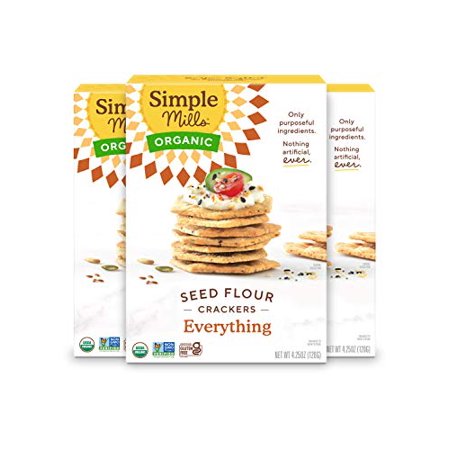 Everything Crackers  Simple Mills Seed Crackers  Gluten Free  Flax Seed  Sunflower Seeds  Corn Free  Low-Calorie Snacks  Plant Based  Nutrient Dense  