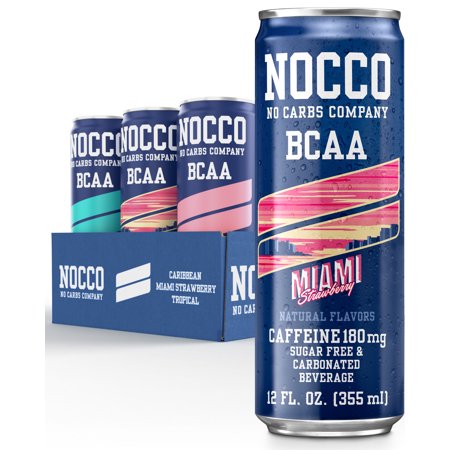 NOCCO Energy Drink Summer Variety Pack - 12 Fl Oz  Pack of 12 - No Carbs Energy Drinks with BCAA - Vegan  Non-GMO  Gluten Free & Sugar Free Carbonated