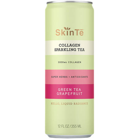 Collagen Sparkling Tea - 300mg of Collagen with Herbs & Antioxidants - Green Tea Grapefruit (12 Drinks / 12 Fl Oz. Each)