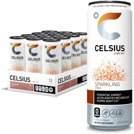 Celsius Essential Energy Drink 12 Fl Oz  Sparkling Cola (Pack of 12)