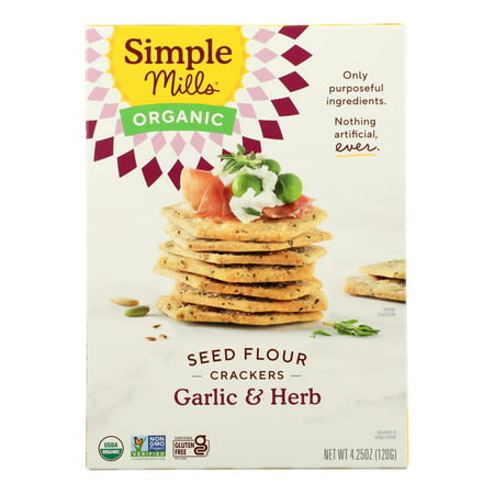 (6 Pack) Simple Mills Gluten Free Garlic & Herb Seed Cracker  4.25 Oz