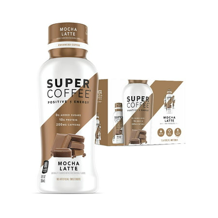 Super Coffee  Iced Keto Coffee (0g Added Sugar  10g Protein  80 Calories) [Mocha Latte] 12 Fl Oz  12 Pack | Iced Coffee  Protein Coffee  Coffee Drinks