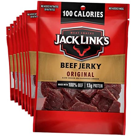 Jack Links Beef Jerky  Original - Flavorful Meat Snack for Lunches  13G Protein and 100 Calories  Made with 100% Beef - No Added Msg** or Nitrates/Nit