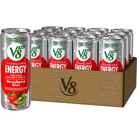V8 +SPARKLING ENERGY Strawberry Kiwi Energy Drink  Made with Real Vegetable and Fruit Juices  11.5 Ounce Can (Pack of 12)