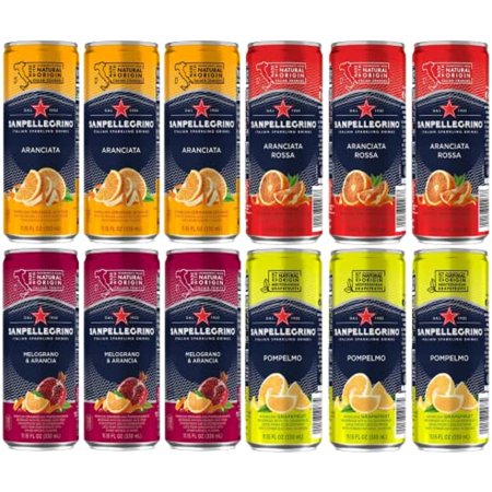 San Pellegrino Sparkling Fruit Beverages Variety Pack - 11.15 Fl Oz Cans - in Sanisco Box (12 Pack)