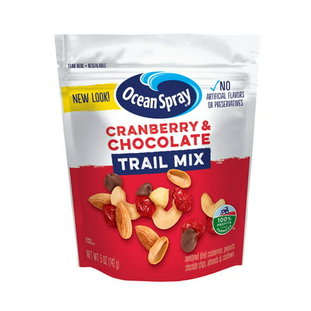 Ocean Spray Craisins Dried Cranberries  Cranberry & Chocolate Trail Mix  5 Ounce (Pack of 12)