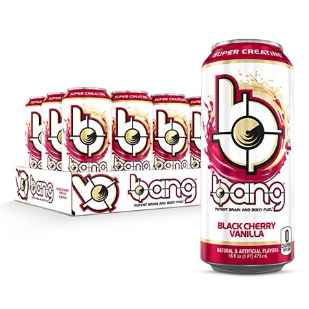 Bang Black Cherry Vanilla Energy Drink  0 Calories  Sugar Free with Super Creatine  16 Fl Oz (Pack of 12)