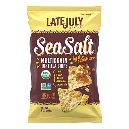 LATE JULY Snacks Multigrain Sea Salt by the Seashore Tortilla Chips  6 Oz. Bag (Pack of 12)