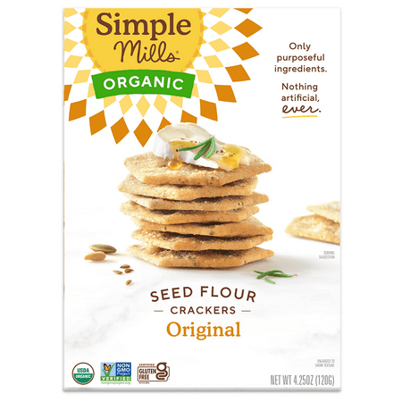 Simple Mills Organic Gluten Free Original Seed Flour Crackers  4.25 Oz [Pack of 6]