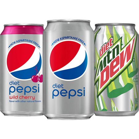 Diet Soda  Variety Pack (Diet Pepsi Wild Cherry/Diet Pepsi/Diet Mountain Dew)  12 Fl Oz. Cans (24 Pack)