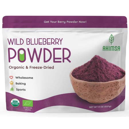 Ahimsa  Organic Freeze Dried Wild Blueberry Powder  Organic Juice Mix Powder  Smoothie Drinks Powder 8 OZ