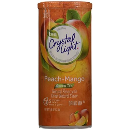 Crystal Light Natural Green Tea Peach Mango Drink Mix (30 Pitcher Packets  6 Canisters of 5)