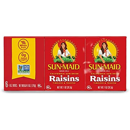 Sun-Maid Raisins Seedless. 1.33 Oz  Pack of 6 (36 Total)