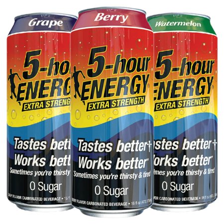 5-hour Energy Drink Set Extra Strength - Zero Sugar Energy Drink Flavored Water - Grape  Berry  Watermelon Sparkling Boost Energy Drinks Carbonated Be