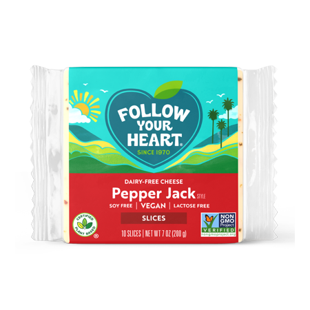 (12 Pack) Follow Your Heart Dairy Free Pepper Jack Style Cheese Slices  7 Oz