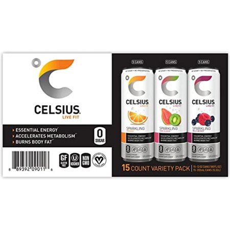 Celsius Sparkling Fitness Drink - Pre-Workout Drink - Sparkling Orange - Sparkling Kiwi Guava - Wild Berry - Zero Sugars - No Artificial Flavors or Co
