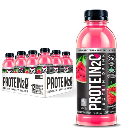 Protein2o 20 G Whey Protein Infused Water Plus Electrolytes  Strawberry Watermelon  16.9 Fl Oz  Pack of 12