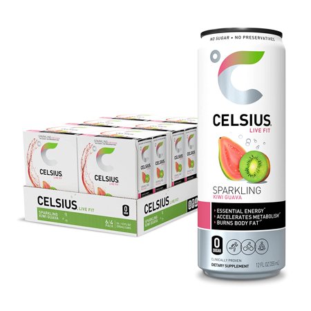 CELSIUS Essential Energy Drink 12 Fl Oz  Sparkling Kiwi Guava (Pack of 24)