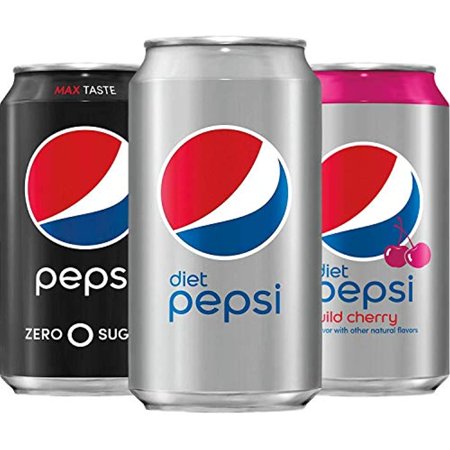 Pepsi Zero Calorie Variety Pack with Diet Pepsi/Diet Wild Cherry/Pepsi Zero Sugar  12 Fl Oz  Pack of 18