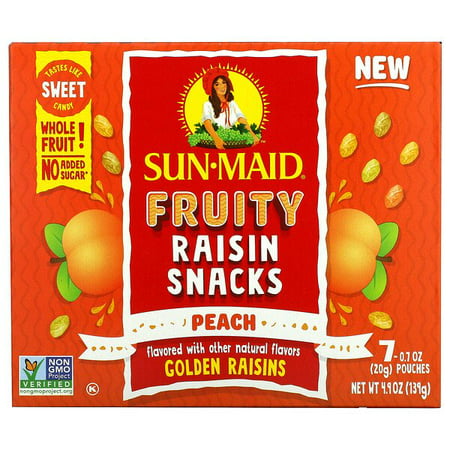Sun-Maid  Fruity Raisin Snacks  Peach  7 Pouches  0.7 Oz (20 G) Each Pack of 2